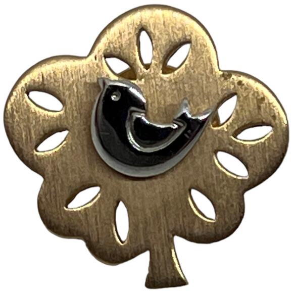 AVON Silver Bird in Gold Tree Pin, Removable Tree, 9" x 9", Good Condition - Picture 5 of 7
